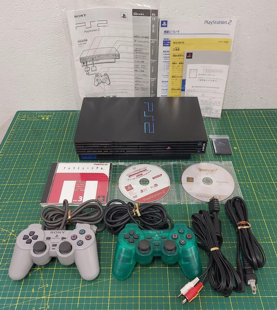 動作良好確認済ソニーPlayStation2プレステSCPH-18000本体コントローラー2点付属品セット一式ナムコミュージアム/ドラクエwinning Eleven
