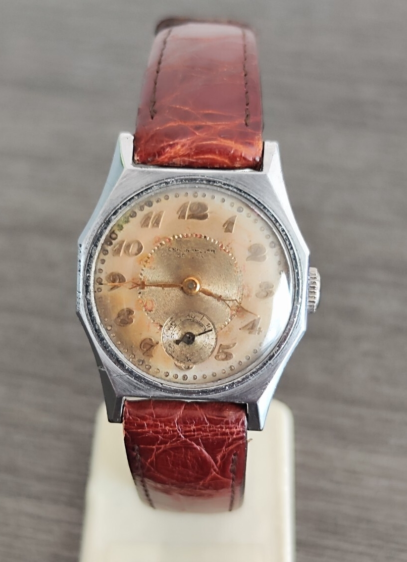 手巻き 稼働品 CHRONOMETER レディース腕時計 アイボリー文字盤 スモセコ秒針 