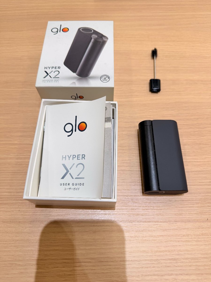 【536_53762】1円～ 中古 glo HYPER X2 喫煙具 電子タバコ 加熱式タバコ メタルブラック 付属品有 USBケーブル無し 箱入り 通電確認済み