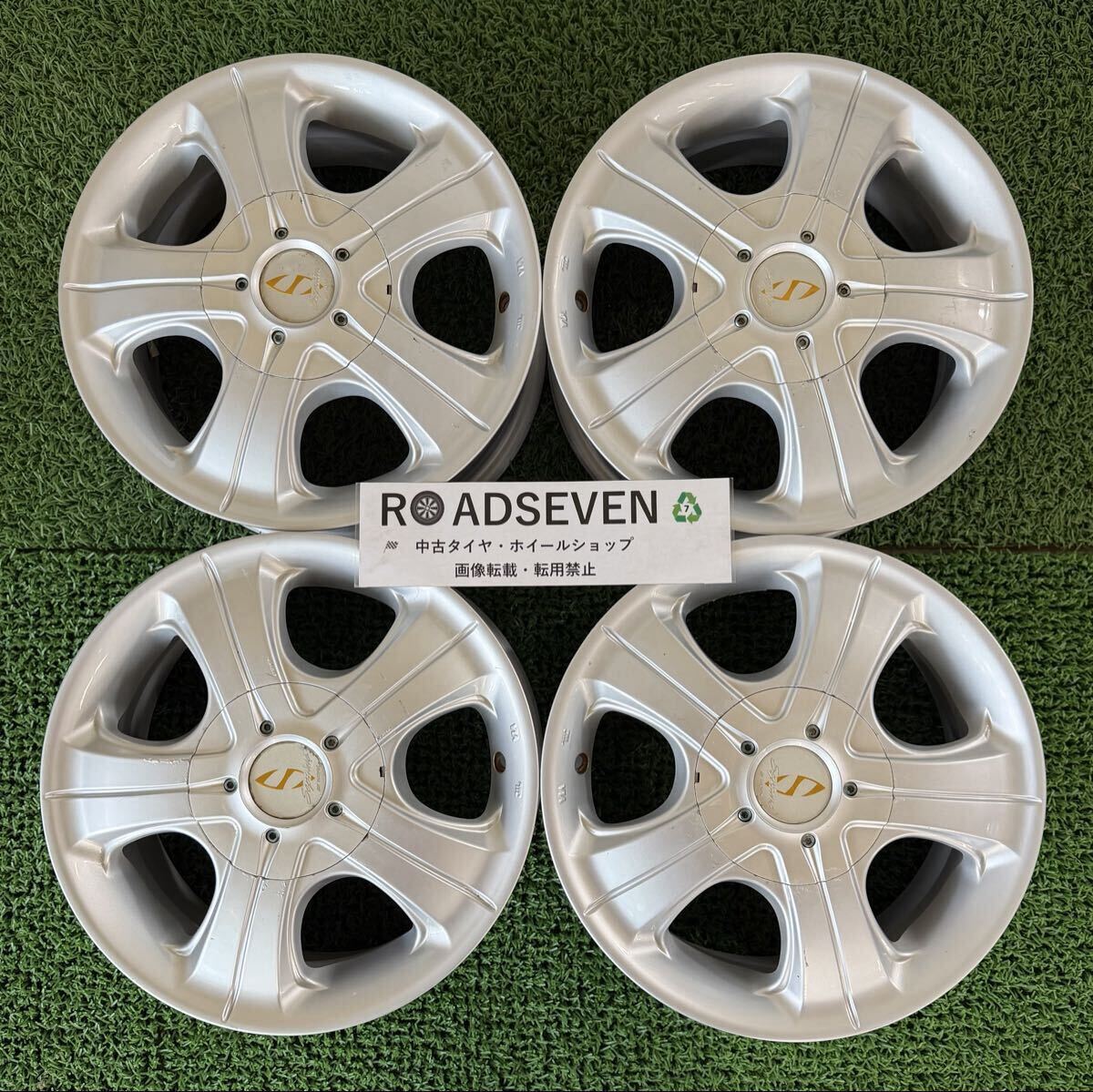◆WORK Septimo ◆14×6J +38 5H(マルチピッチ) PCD100/114.3 ハブ径:約73mm 4本Set 中古アルミ ◆送料無料(一部地域を除く)