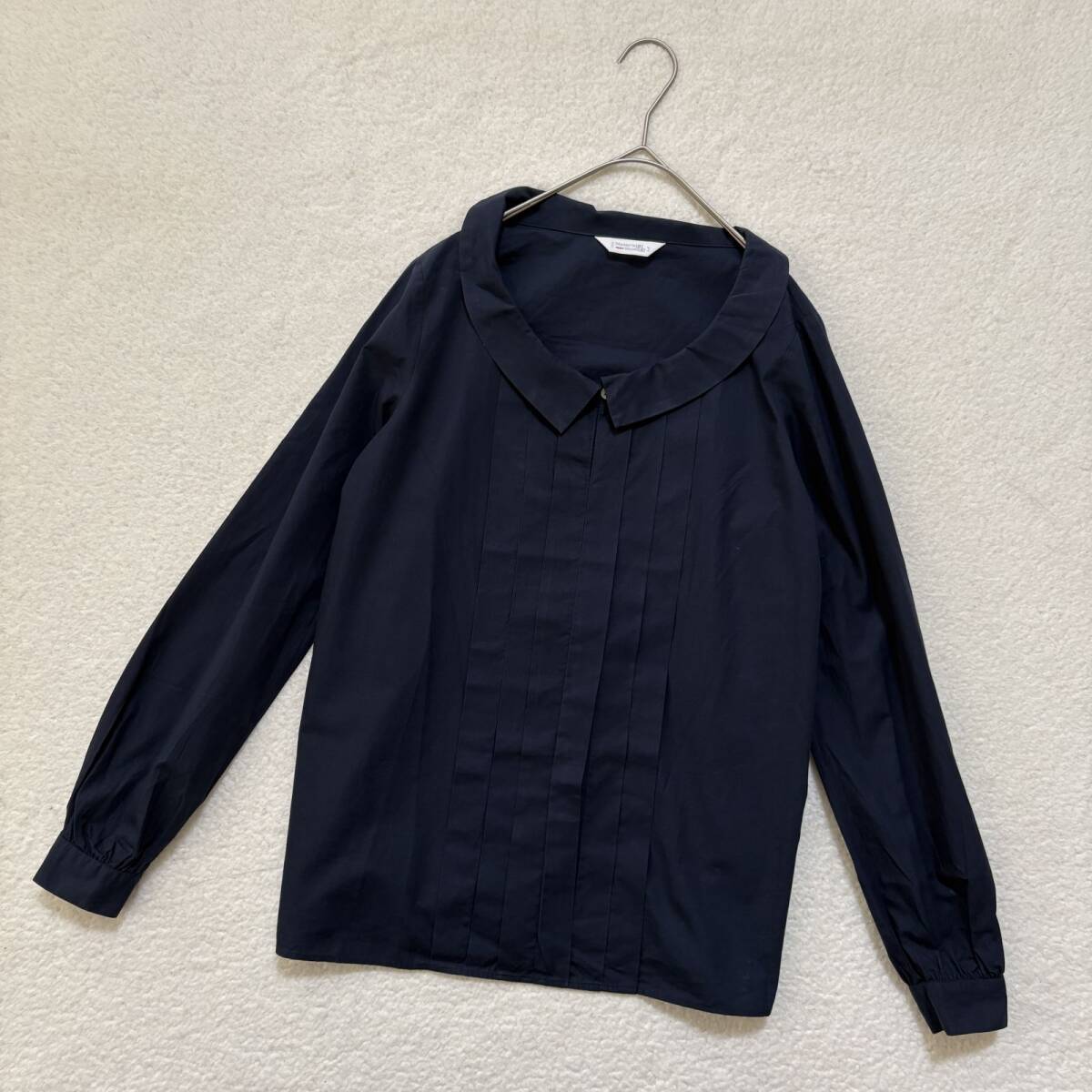 メーカーズシャツ鎌倉 綿100％ 長袖 タック入りブラウス シャツ プルオーバーシャツ 日本製 コットン100％ レディース トップス サイズ9