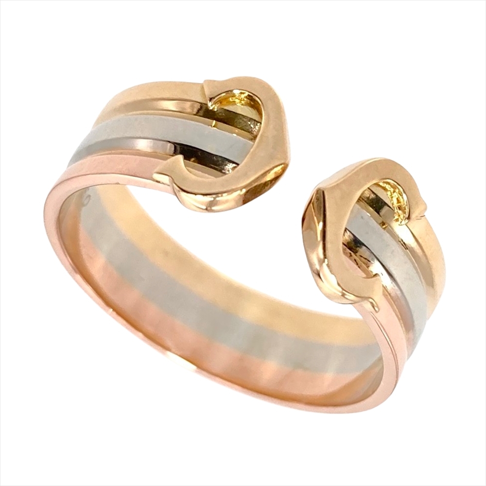 カルティエ Cartier 2C リング 指輪 #52 K18YG 3.7g K18WG K18PG スリーカラー イエローゴールド ホワイト ピンク レディース