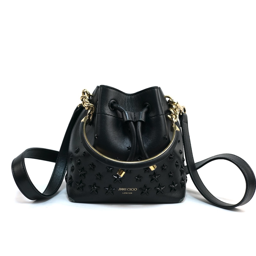 JIMMY CHOO BONBON BUCKET S AOR ジミーチュウ ショルダーバッグ ボンボン バケットレディース レザー スタースタッズ装飾 ハンドバッグ