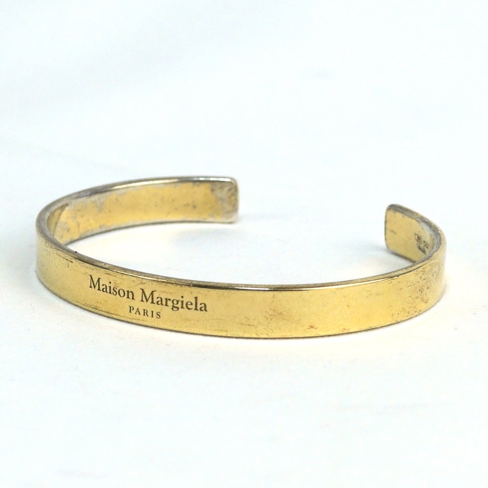 MAISON MARGIELA メゾンマルジェラ ゴールドトーン ロゴ カフ ブレスレット バングル スターリングシルバー 925 ゴールドメッキ