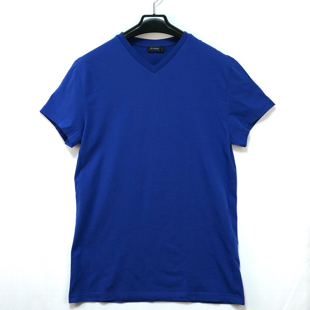 JIL SANDER ジルサンダー コットン Vネック Tシャツ ブルー Sサイズ MM709006 MD24730842