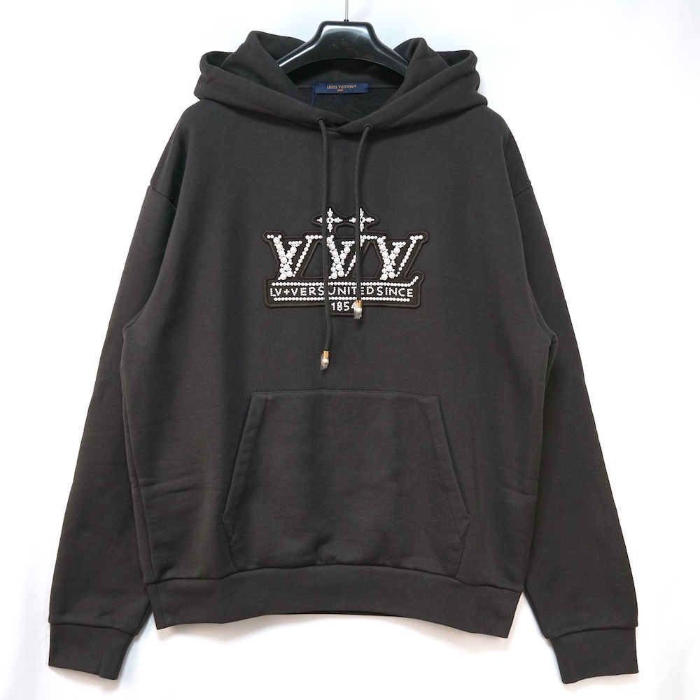 25SS LOUIS VUITTON ルイヴィトン パール エンベリッシュド フロント ロゴ フーディ パーカー Mサイズ RM251M ZA8 HSY92W