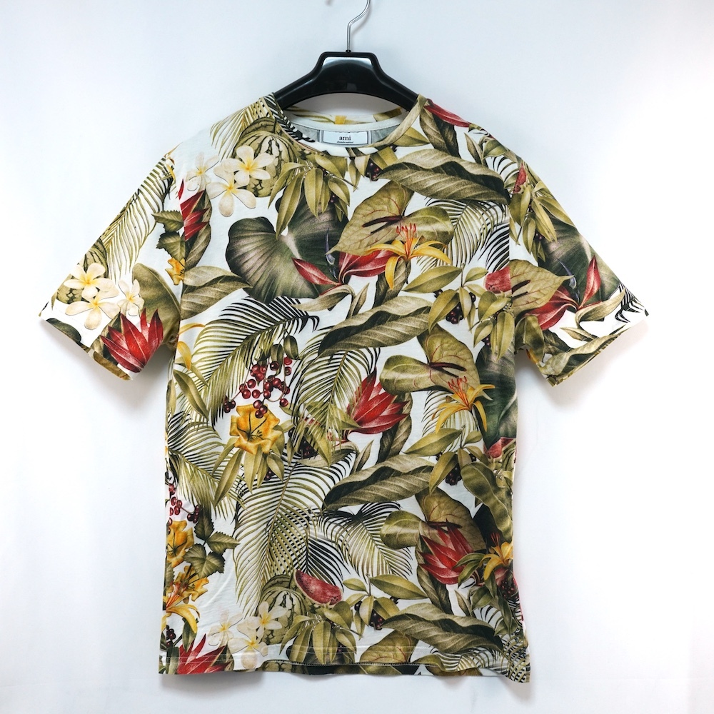 Ami Alexandre Mattiussi アミ アレクサンドル マテュッシ トロピカル パターン コットン Tシャツ マルチカラー XSサイズ AMI 060