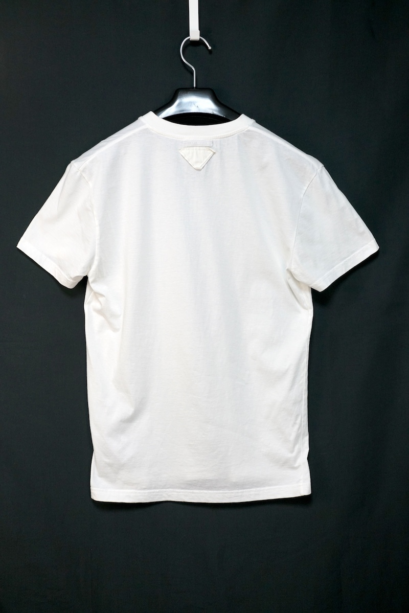 PRADA プラダ バック トライアングル タグ Vネック コットン パック Tシャツ ホワイト XSサイズ UJM493 S111 ILK