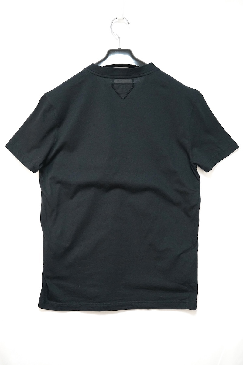PRADA プラダ バック トライアングル タグ Vネック コットン パック 半袖 Tシャツ ブラック Sサイズ UJM493 S181 ILK