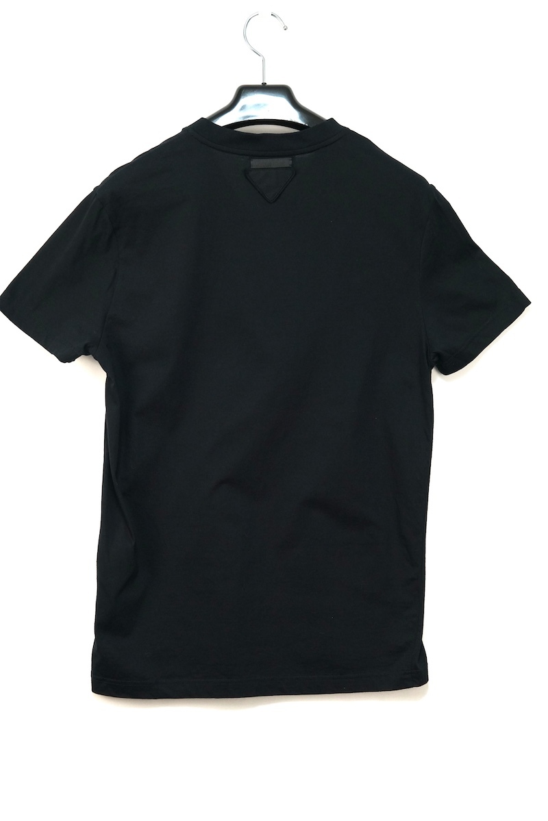 PRADA プラダ バック トライアングル タグ Vネック コットン パック 半袖 Tシャツ ブラック sizeS UJM493 S181 ILK