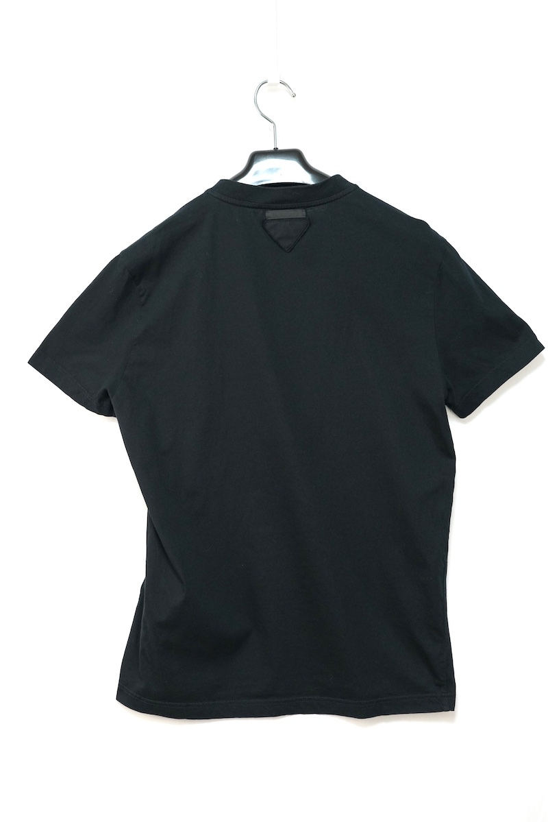 PRADA プラダ バック トライアングル タグ Vネック コットン パック ショートスリーブ Tシャツ ブラック Sサイズ UJM493 S181 ILK
