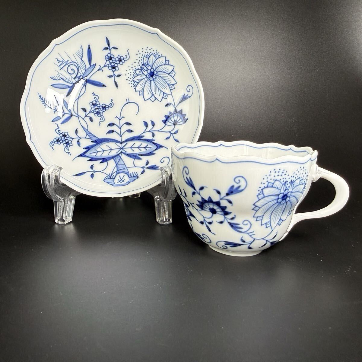新品 マイセン ブルーオニオン コーヒーカップ&ソーサー1客、1級品