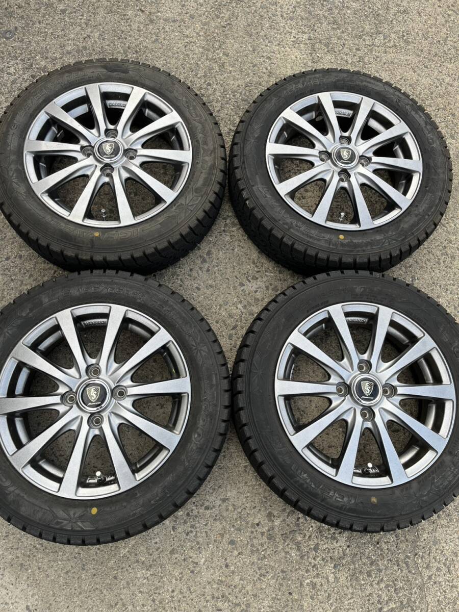 【0526y F1007】 MANARAY SPORT FS マナレイ タイヤ付ホイール 4穴 14インチ 4.5J インセット43 PCD100 155/65R14 スタッドレス 