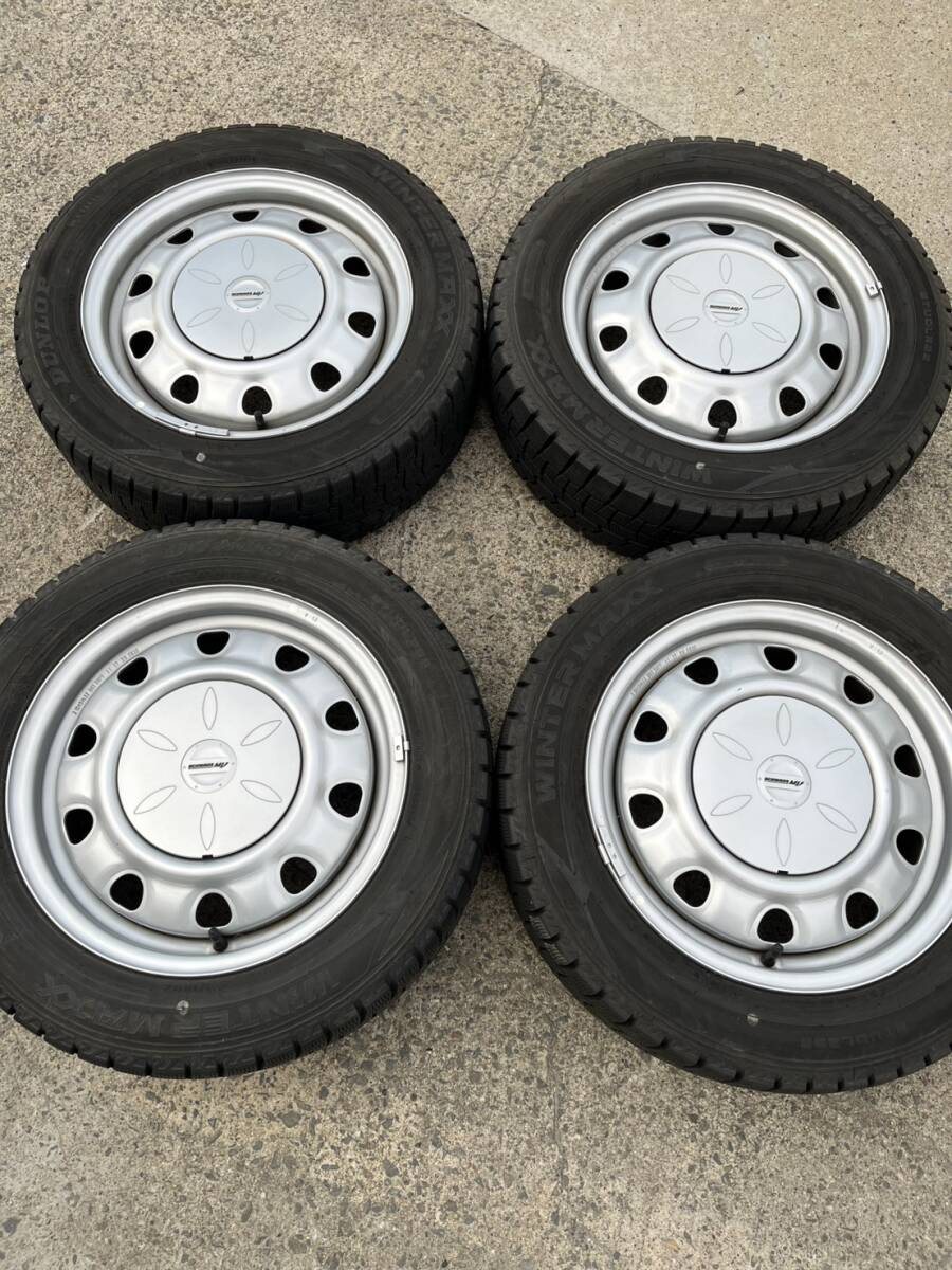 【0526y Y1008】 SCHWARZ MV タイヤ付ホイール 4穴/8穴 15インチ 5.5JJ インセット45 PCD114.3/100 185/60R15 スタッドレス WINTER MAXX