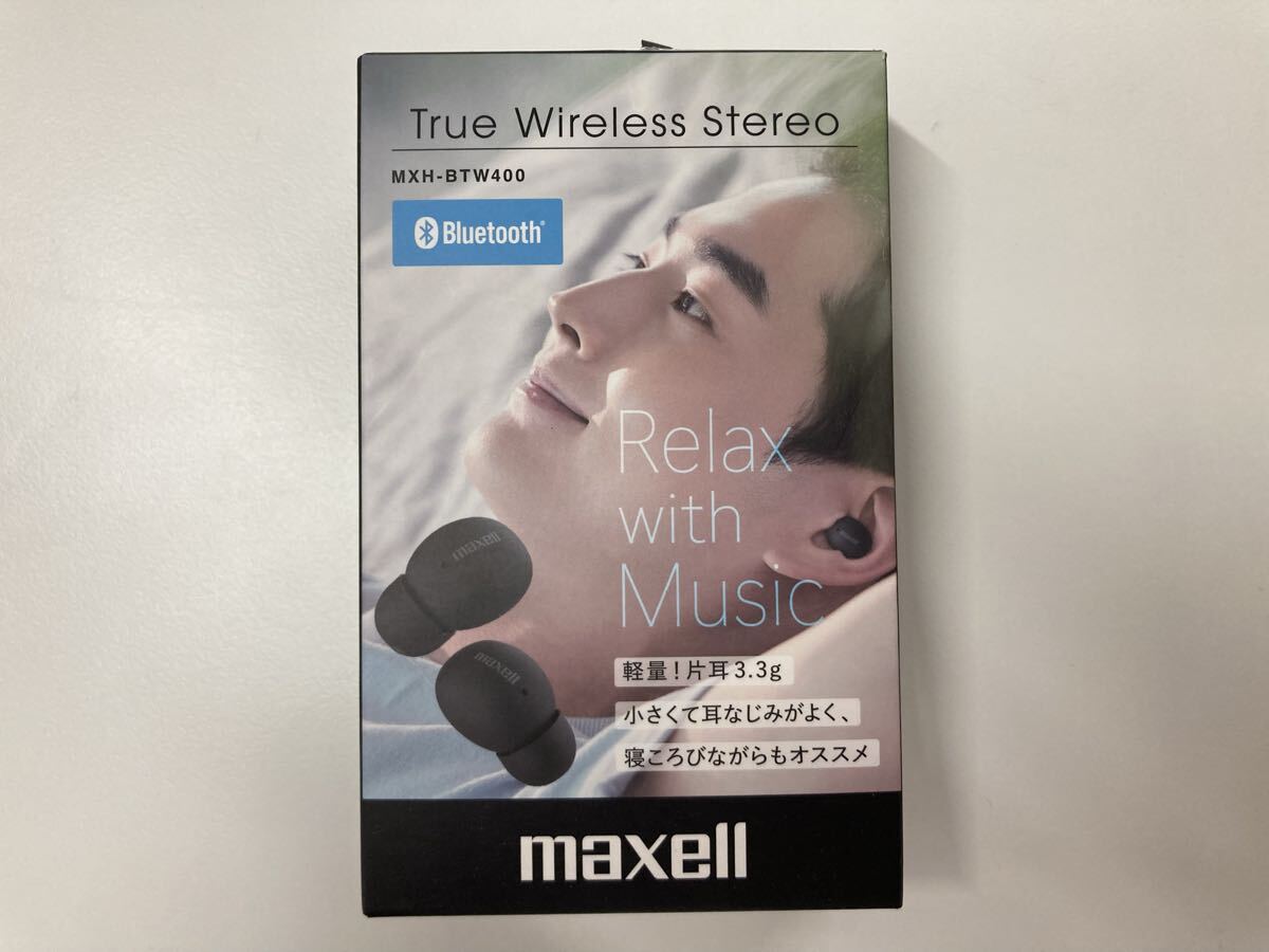25.4) 即決 未使用保管品 maxell マクセル MXH-BTW400BK ブラック ワイヤレスカナル型ヘッドホン 現状品