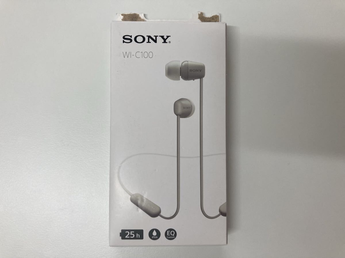 26.2) 即決 未使用保管品 SONY ソニー WI-C100 ベージュ ワイヤレスステレオヘッドセット 現状品