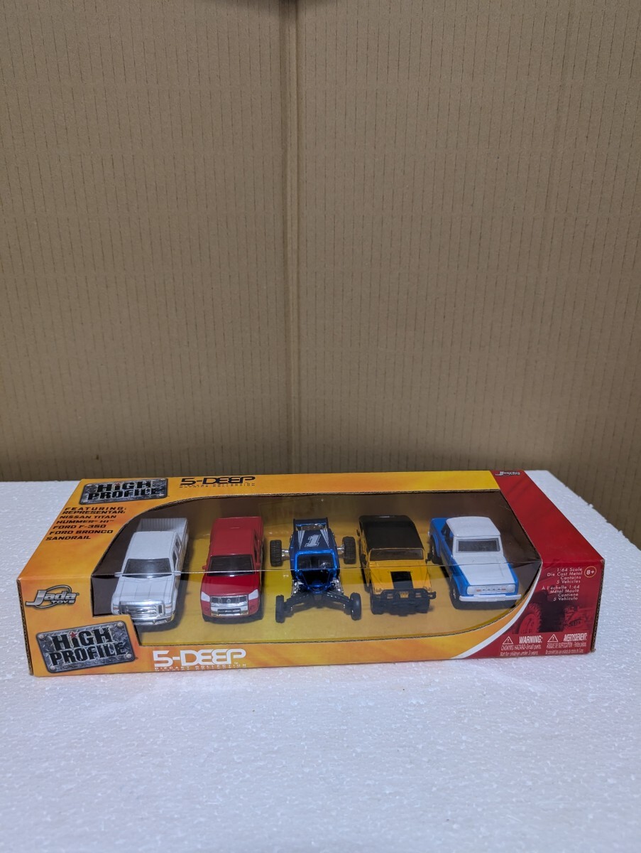 絶版ミニカー JADA 1/64 HIGH PROFILE 5-DEEP タイタン　ハマーH1 FORD f-350 ブロンコ　SANDRAIL バギー ギフトセット Jada TOYS 