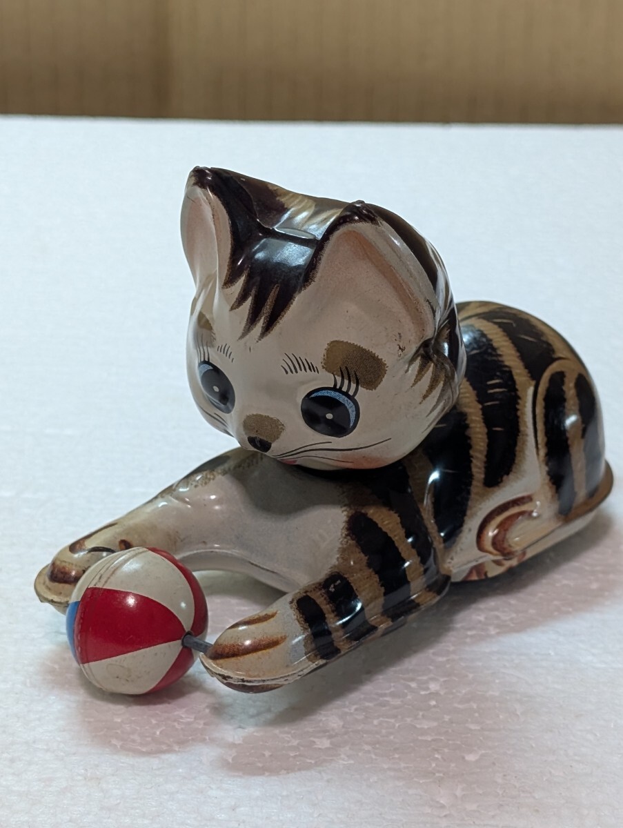 昭和ブリキ玩具 中山商会 石塚製作所 玉で遊ぶネコ WIND UP PUZZLE CAT ブリキ おもちゃ 玩具 昭和レトロ MADE IN JAPAN 