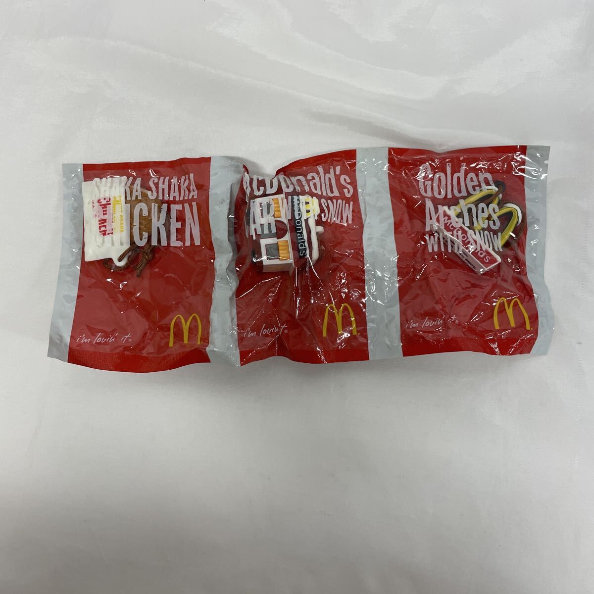 1円〜マクドナルド フードストラップ 5-45【未開封品】3個セット シャカシャカチキン・マクドナルドカー・ゴールデンアーチ