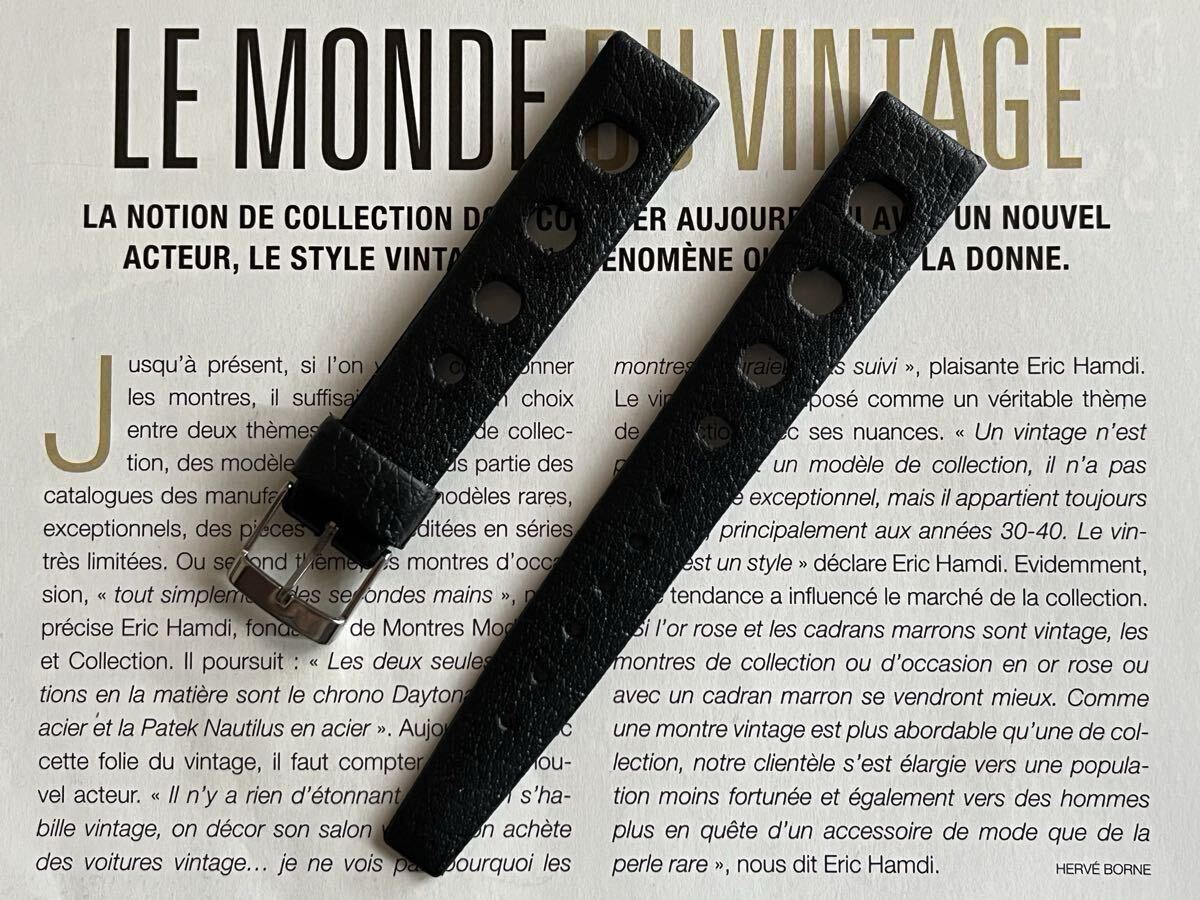 16mm ユーロストックfromフランス　トロピックスポーツ　ラバー時計ベルトブラック　メーカー在庫未使用デッドストック品ヴィンテージD16-1