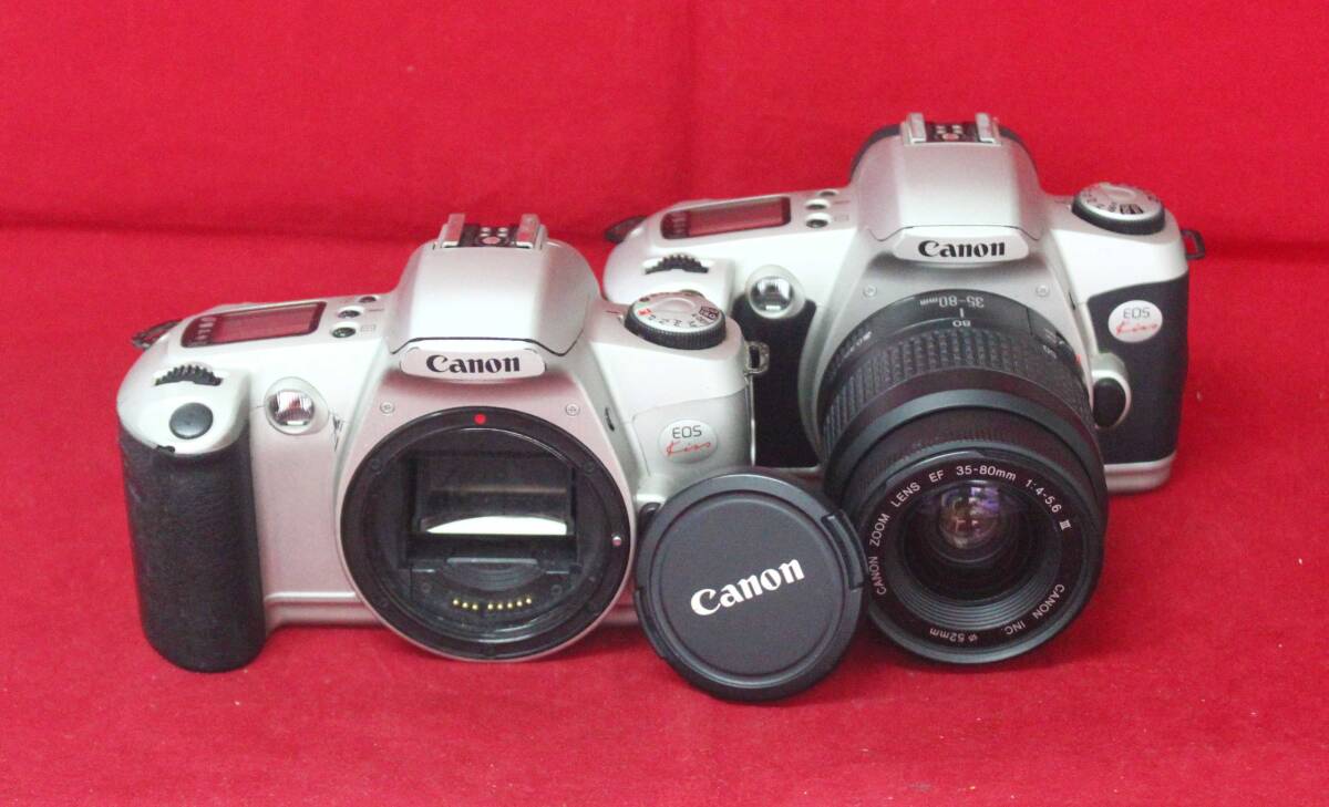 動作確認 Canon EOS Kiss ボディ2台＋EF35-80mm レンズ付 フィルム一眼レフセット キヤノン EOS Kiss Lite シルバー