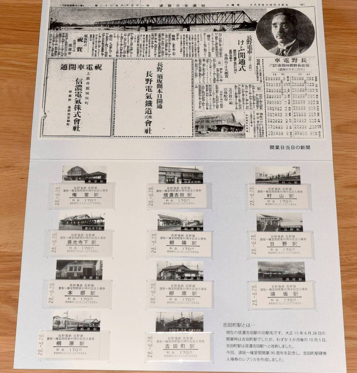 【今回限定】長野電鉄 長野線須坂～権堂間 開業90周年記念入場券セット