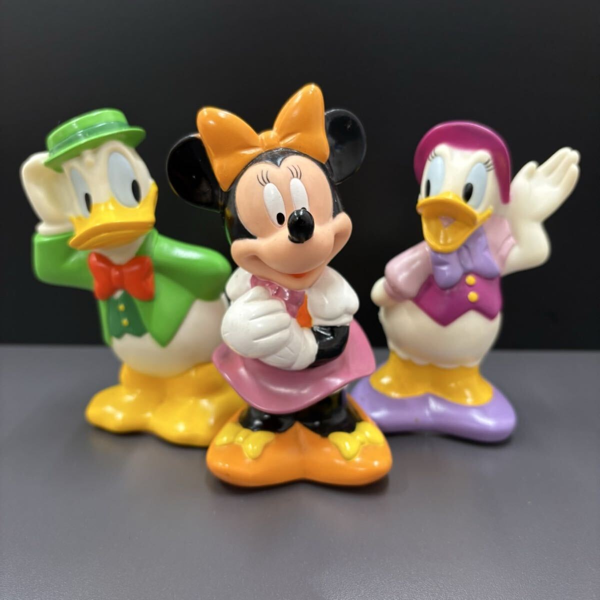 H狭【11E28】Disney ディズニー 貯金箱 ミニーちゃん ドナルド デイジー 東京三菱銀行 グッズ レトロ 3点セット
