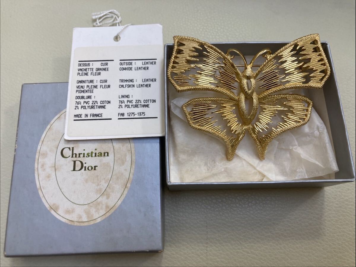 S【3E241】Christian Dior ヴィンテージ バタフライ ブローチ 蝶 クリスチャン・ディオール アクセサリー ゴールドカラー オシャレ 希少