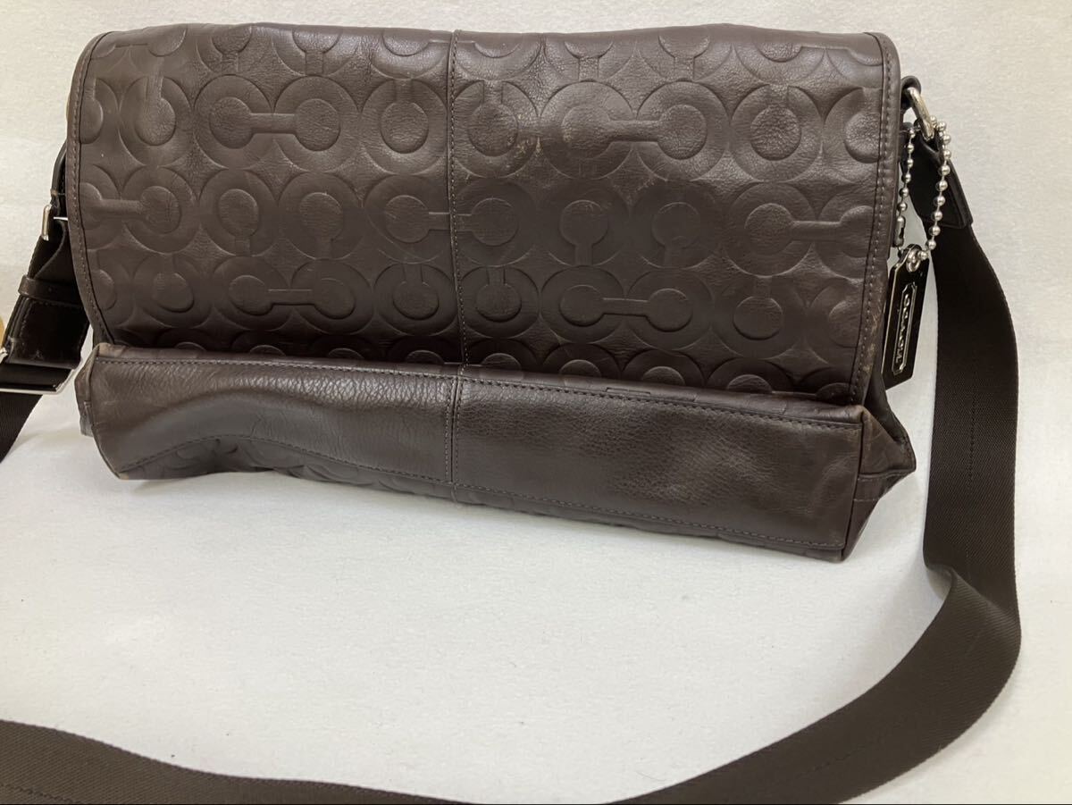 A【2F78】COACH ショルダーバッグ コーチ 70250 オプアート 牛革 メッセンジャーバッグ ブラウン 茶 