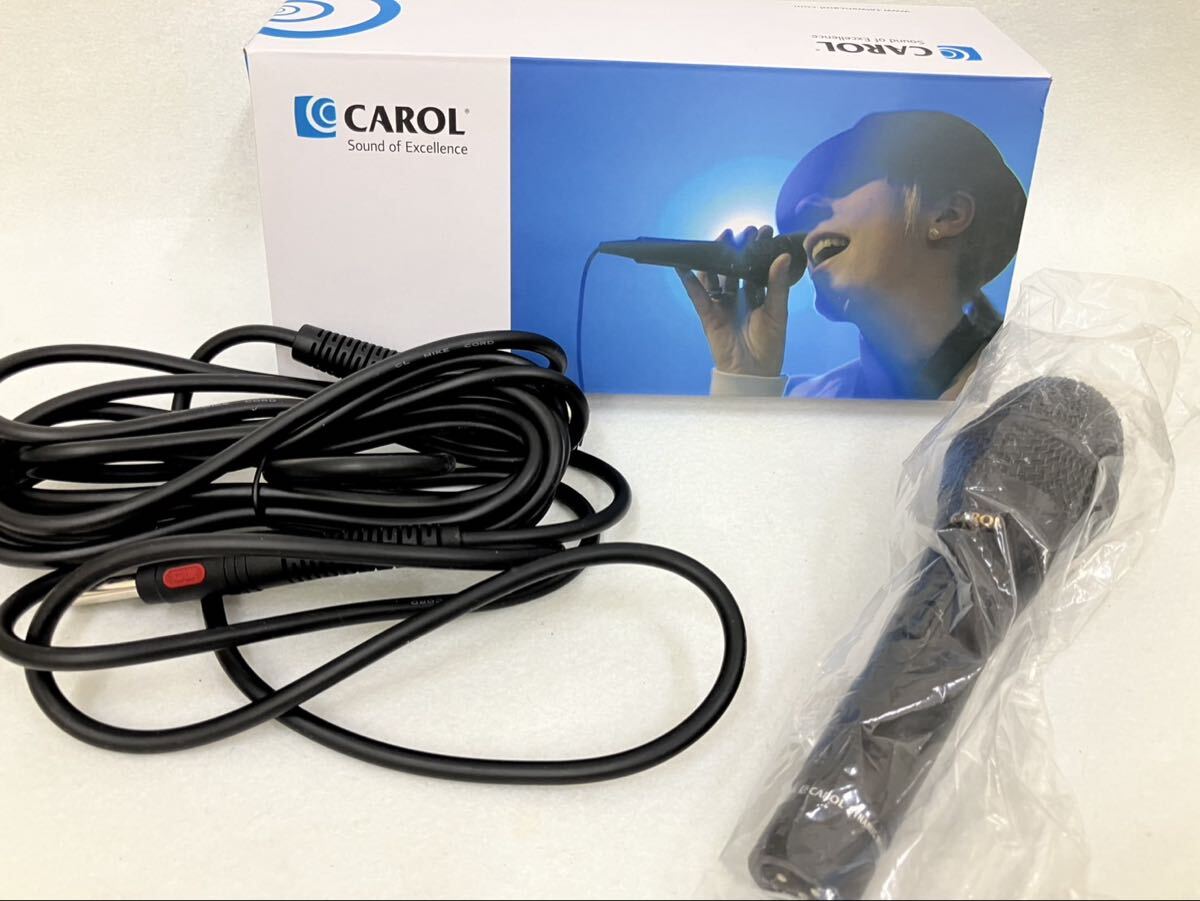 A【10D528】CAROL 製スイッチ付超単一指向性　キャロル　XLRマイクケーブル付き　プロ仕様ボーカルマイク　ブラック　