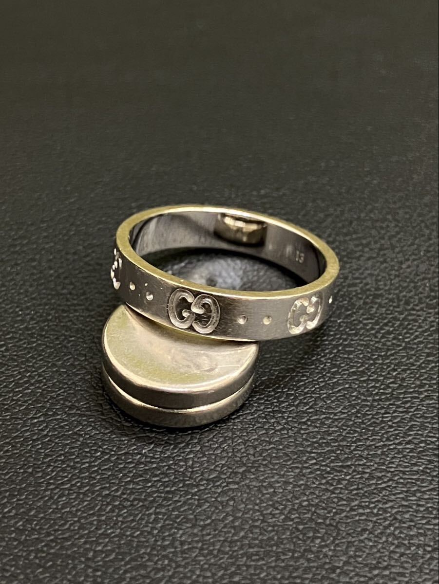 A【5F84】 GUCCI リング K18 アイコンリング 750刻印 3.6g グッチ 指輪 レディース メンズ アクセサリー シルバーカラー 18金 ゴールド