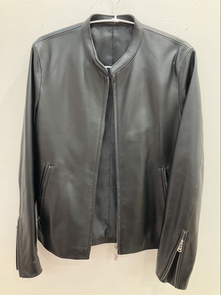 A【10E253】tk. ジャケット Sサイズ 羊革 レザー ブラック 黒 オシャレ 上着 ライダース キクチタケオ ワールド メンズ TAkEO KIKUCHI