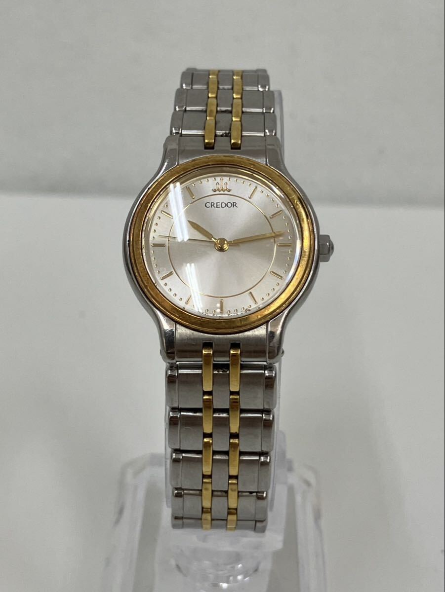 A【5F108】SEIKO CREDOR クレドール 18KT レディース 7371-0040 クォーツ コンビカラー 腕時計 不動品 セイコー
