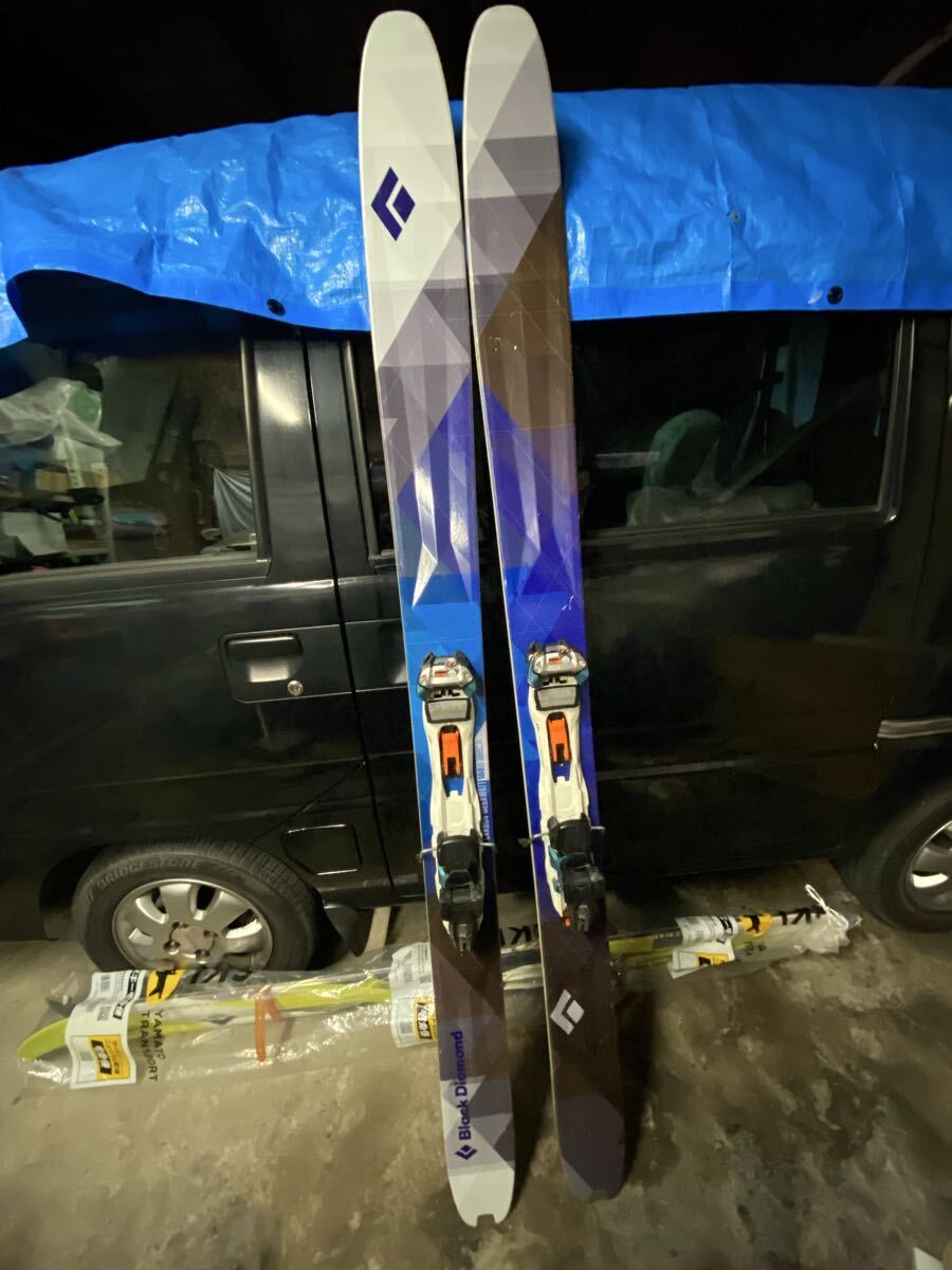 中古良品ブラックダイヤモンド カーボンメガワット 188cm マーカーDUKE16 S 山スキー バックカントリー ツアー ソールエッジ良 325mmブーツ
