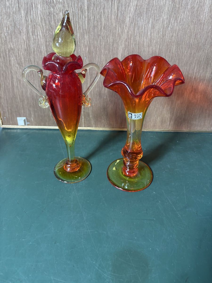 琉球ガラス 昭和レトロ インテリア 花瓶 一輪挿し