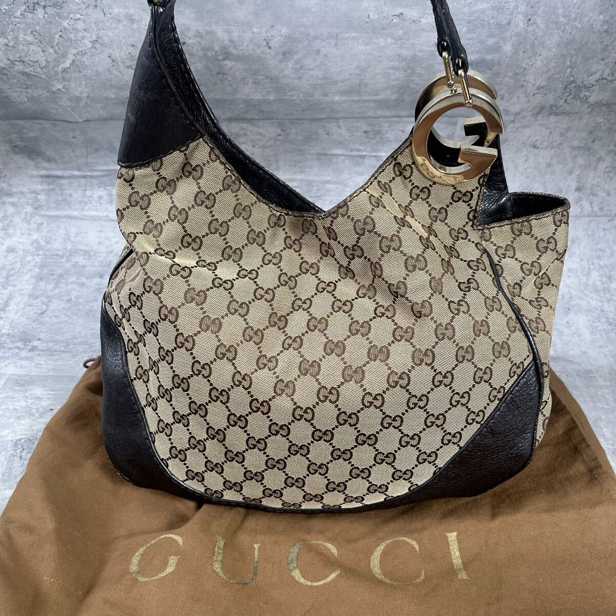 【良品】 GUCCI グッチ GGキャンバス レザー GG柄 ショルダーバッグ ワンショルダー
