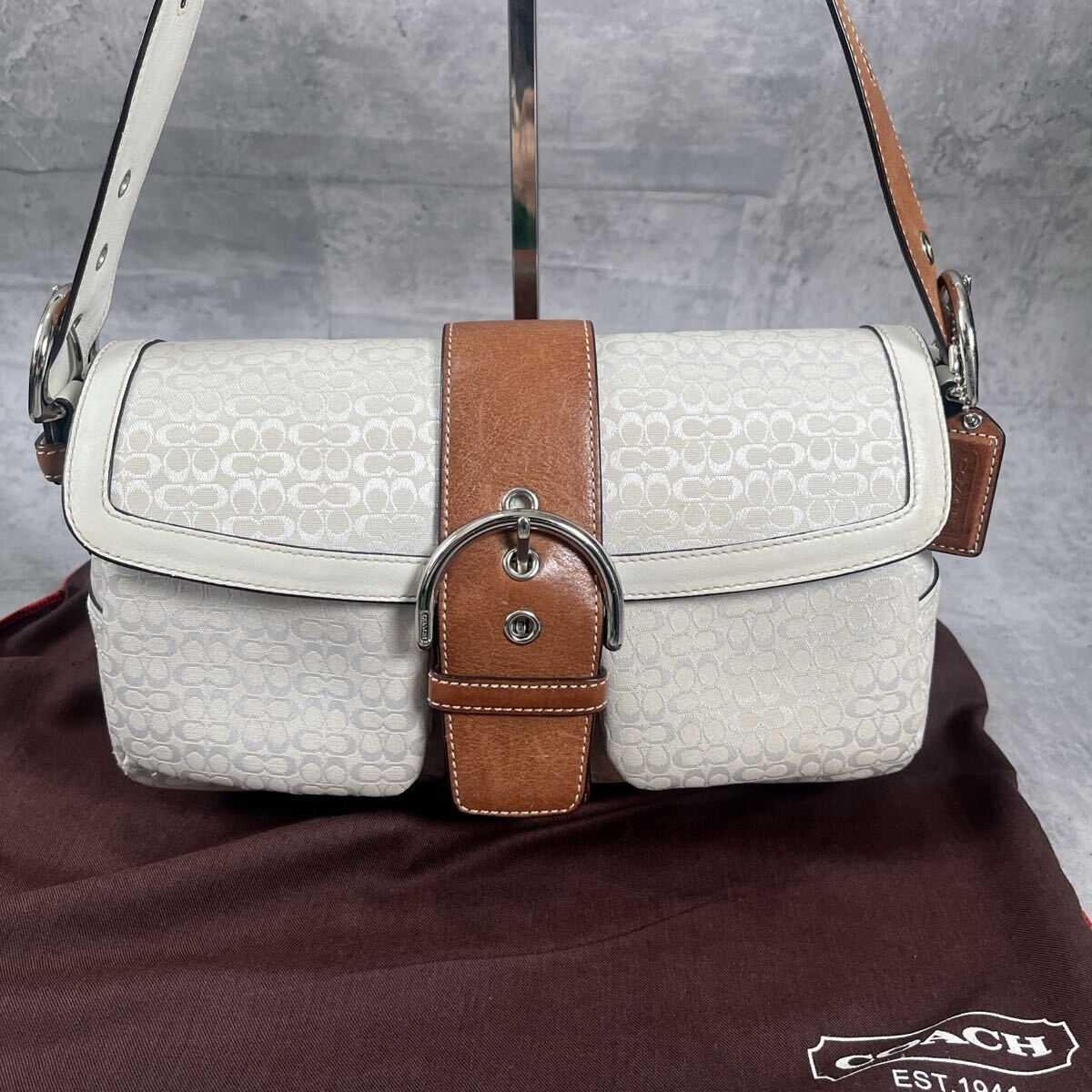 【良品】 COACH コーチ ソーホー シグネチャー ワンショルダー ショルダーバッグ キャンバス レザー