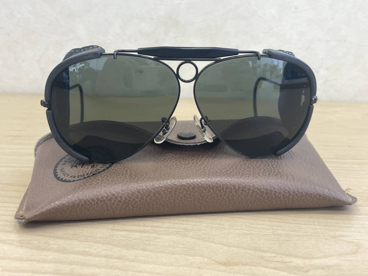 廃盤 美品 B&L ポーチ 風防スノーフード 黒ブラックメタル レイバン スキー SKI USA ビンテージ サングラス