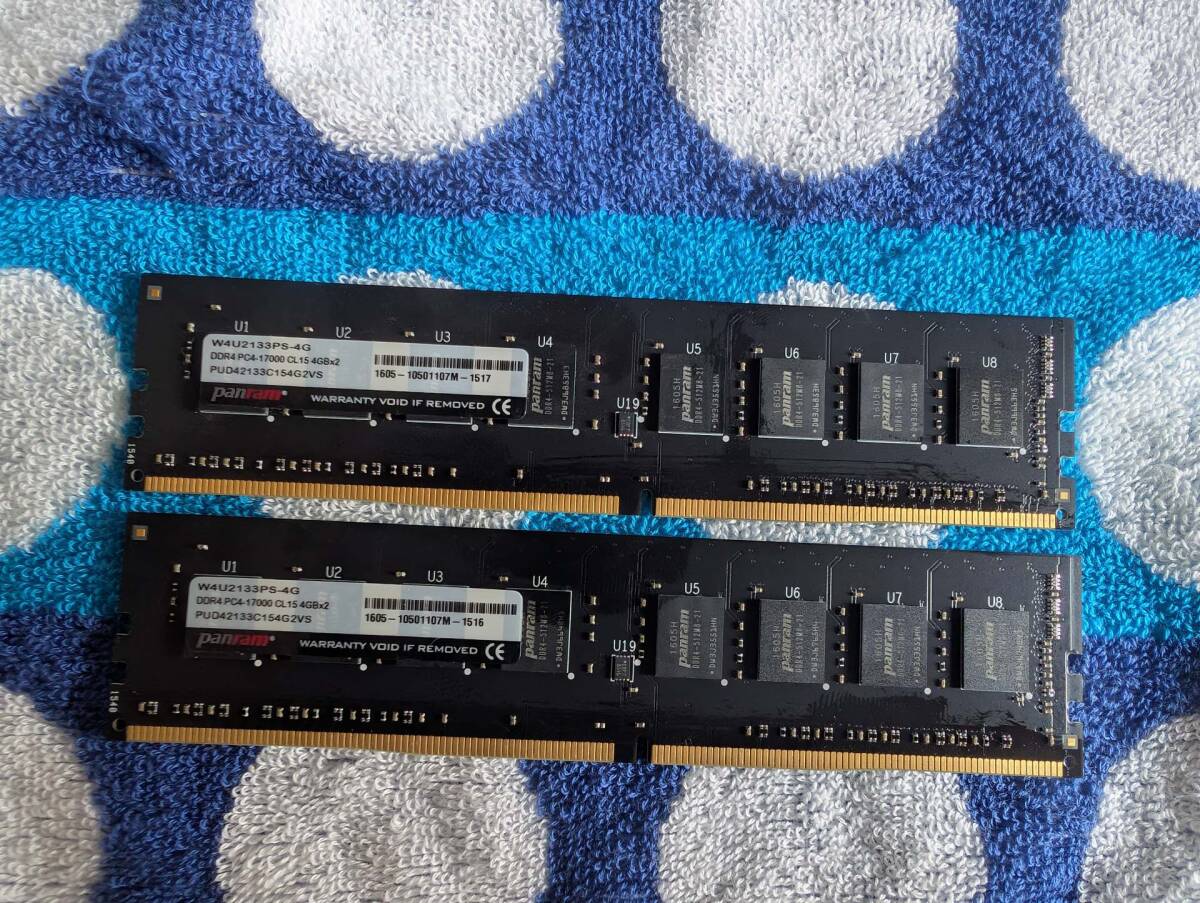 Panram W4U2133PS-4G DDR4 PC4-17000 CL15　4GB　2枚　合計　8GB デスクトップ　メモリ　取り外し品