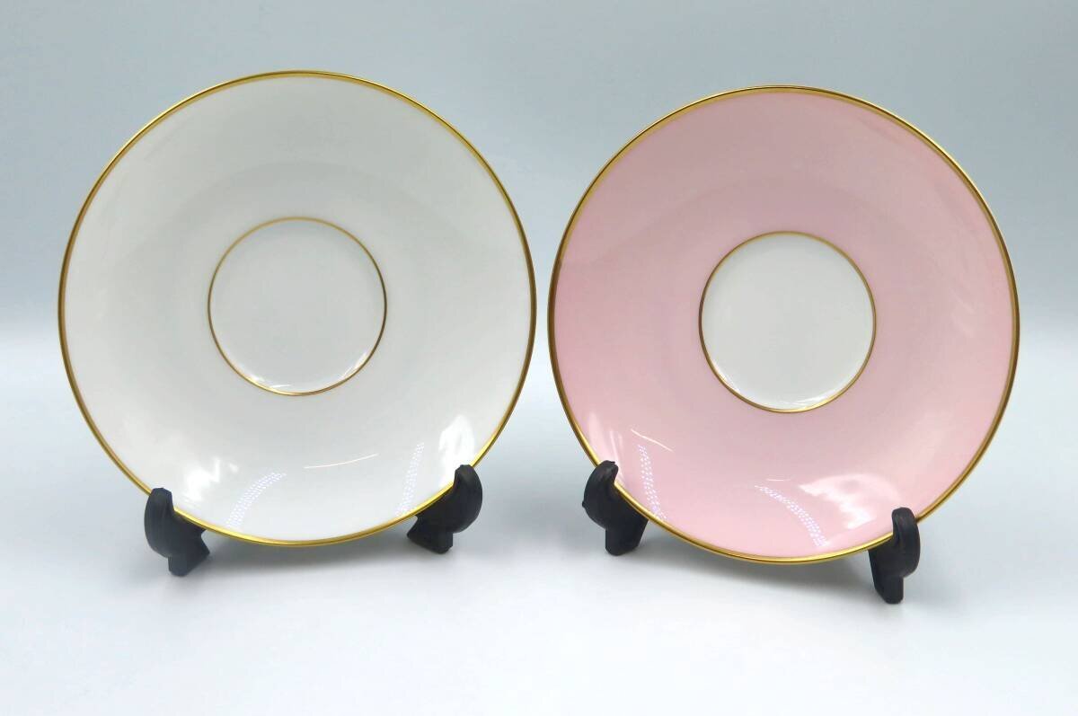 ★◎ノリタケ Noritake 1904 ダイヤモンドコレクション 煙突マーク ソーサーのみ 2枚 ピンク ホワイト 金縁 長期個人保管品 現状品