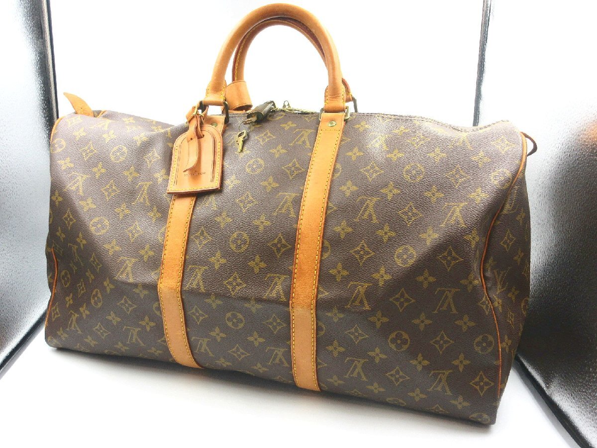 ★◎LOUIS VUITTON ルイヴィトン キーポル50 モノグラム M41426 ボストンバッグ パドロック ネームタグ ポワニエ付 MB1900 長期保管品