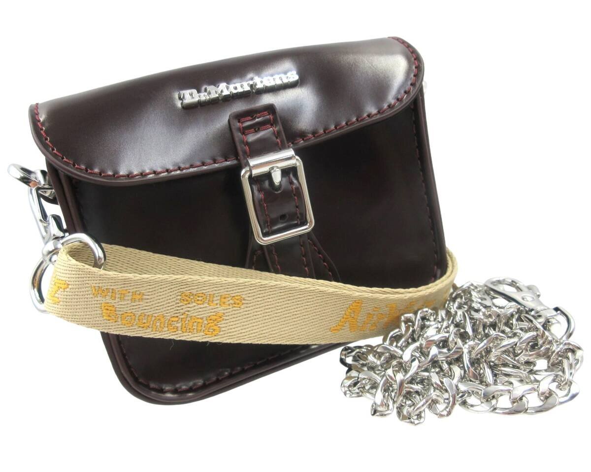 ★◇ Dr.Martens ドクターマーチン 5インチ サッチェルバッグ ミニショルダーバッグ ポシェット チェーンショルダー ブラウン 中古品