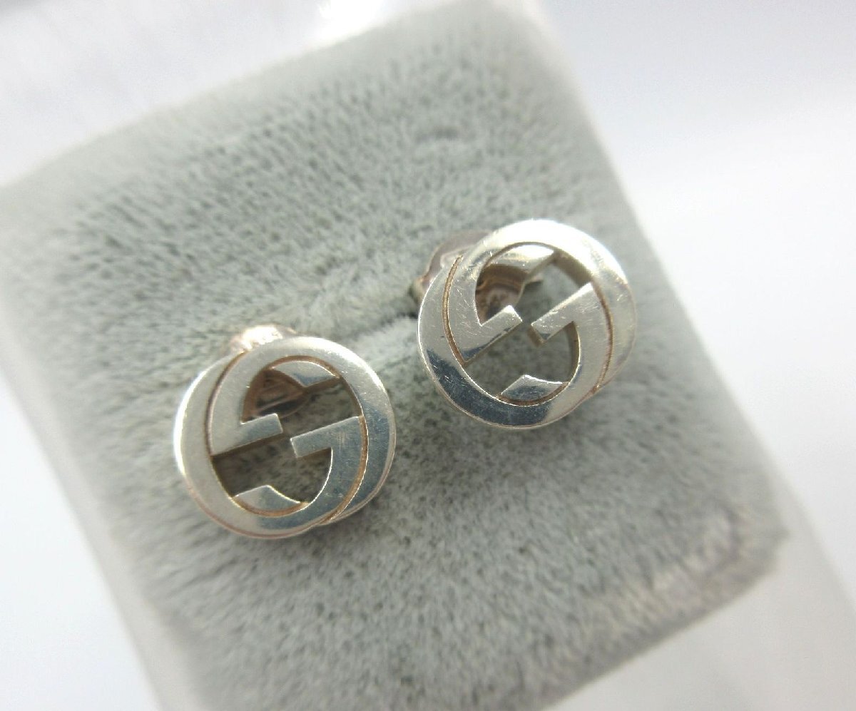 ★◇ GUCCI グッチ インターロッキングG ピアス AG925 シルバー ロゴ メンズ レディース 中古品
