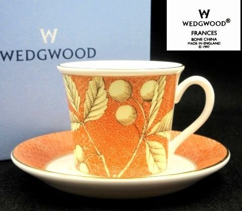 ★■【ブランド食器】 WEDGWOOD ウェッジウッド フランシス カップ＆ソーサー オレンジ系 花柄 金彩 洋食器 箱付