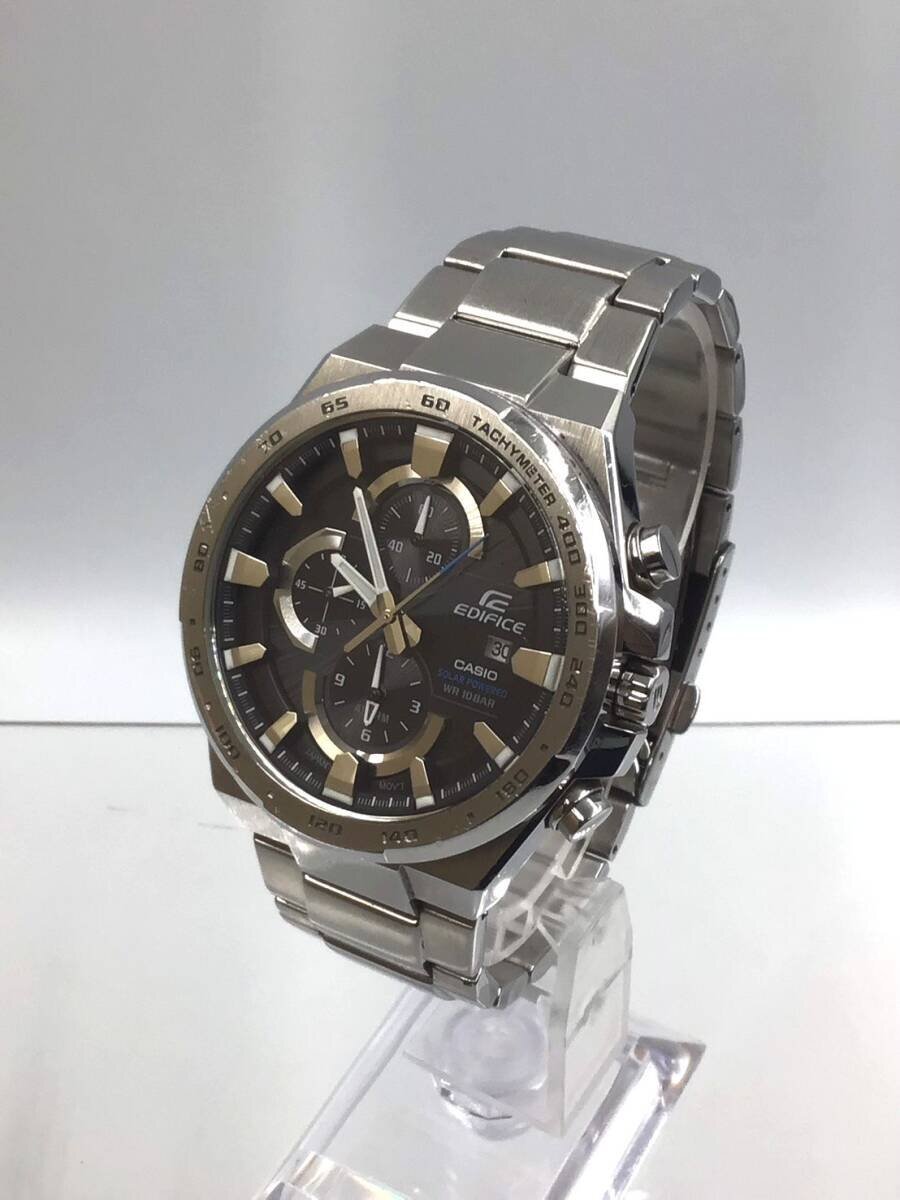 ★☆CASIO カシオ EDIFICE エディフィス EFR-541 アナログ ソーラー 稼働品 黒文字盤 デイト メンズ シルバー