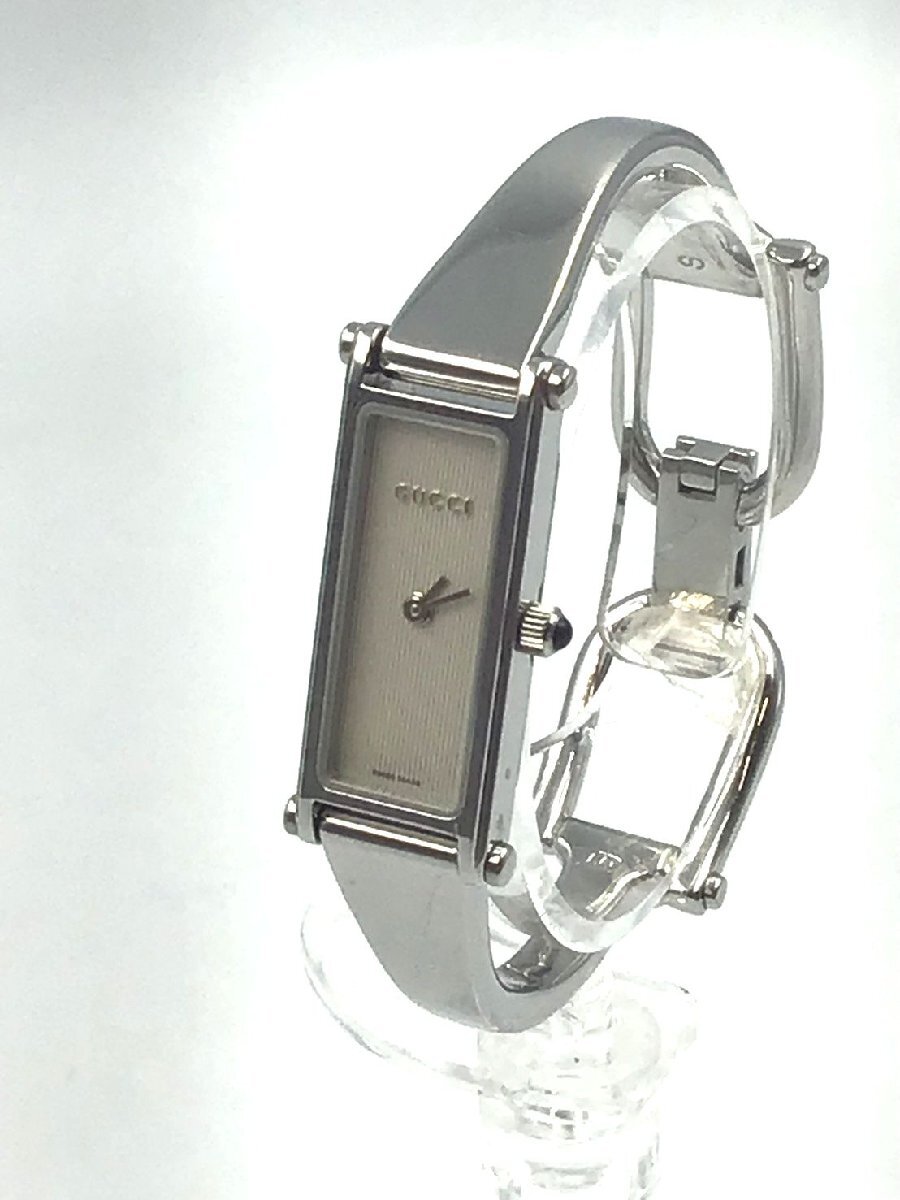 ★GUCCI　グッチ　バングル　腕時計　1500L　シルバー　アイボリー文字盤　稼働品