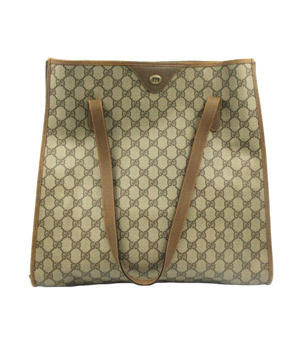 ★◇ GUCCI グッチ トートバッグ 92 02 998 GG柄 PVC ハンドバッグ ショルダーバッグ ベージュ系 オールドグッチ 中古品