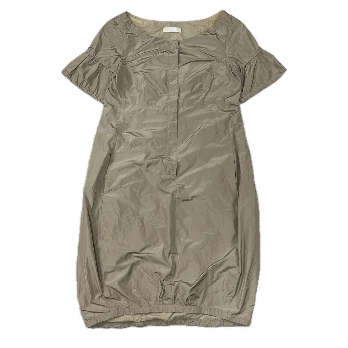 S MAXMARA マックスマーラ　ベージュ　半袖ワンピース　前開き　フロントボタン　裾絞り　膝丈スカート　レディース　36 Sサイズ相当