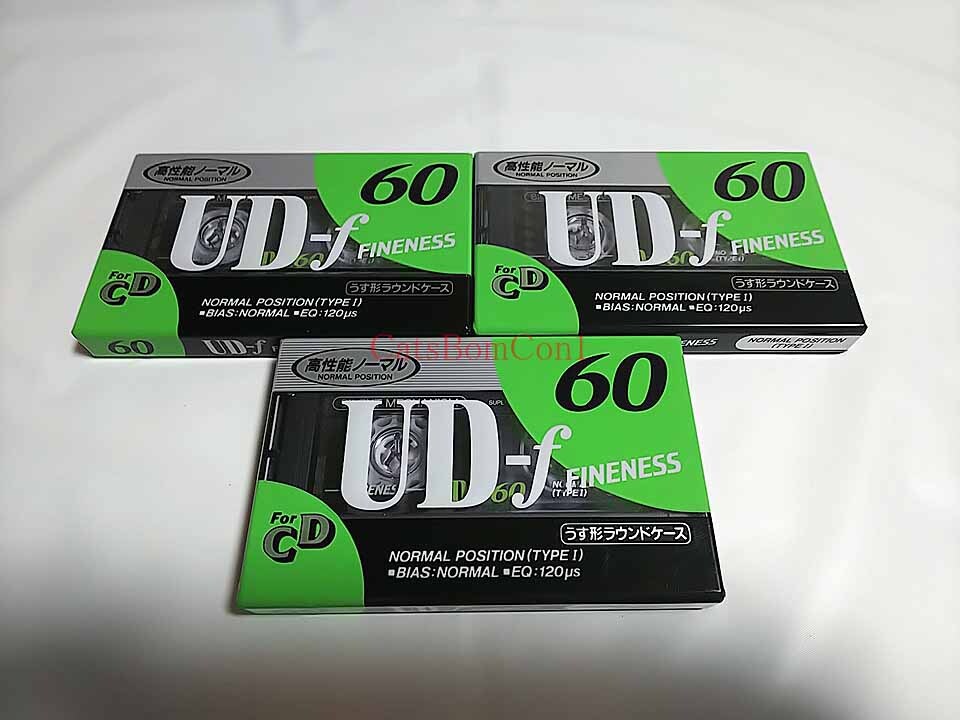 カセットテープ ノーマル HITACHI UD-f 計3巻 60分 [未開封] 日本製 UD-f 60 日立マクセル