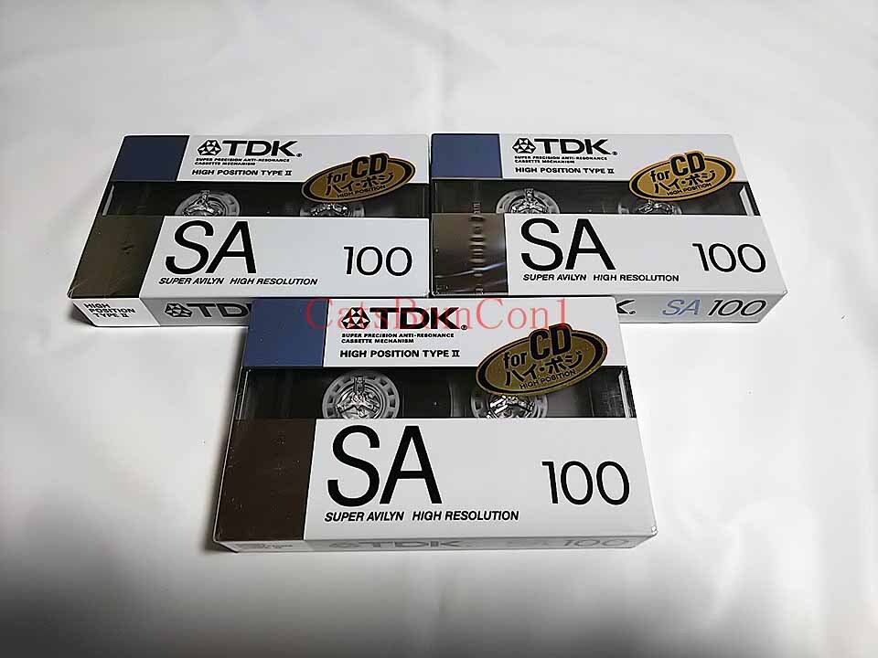 カセットテープ ハイポジ TDK 計3巻 SA 100分 [未開封] SA-100G